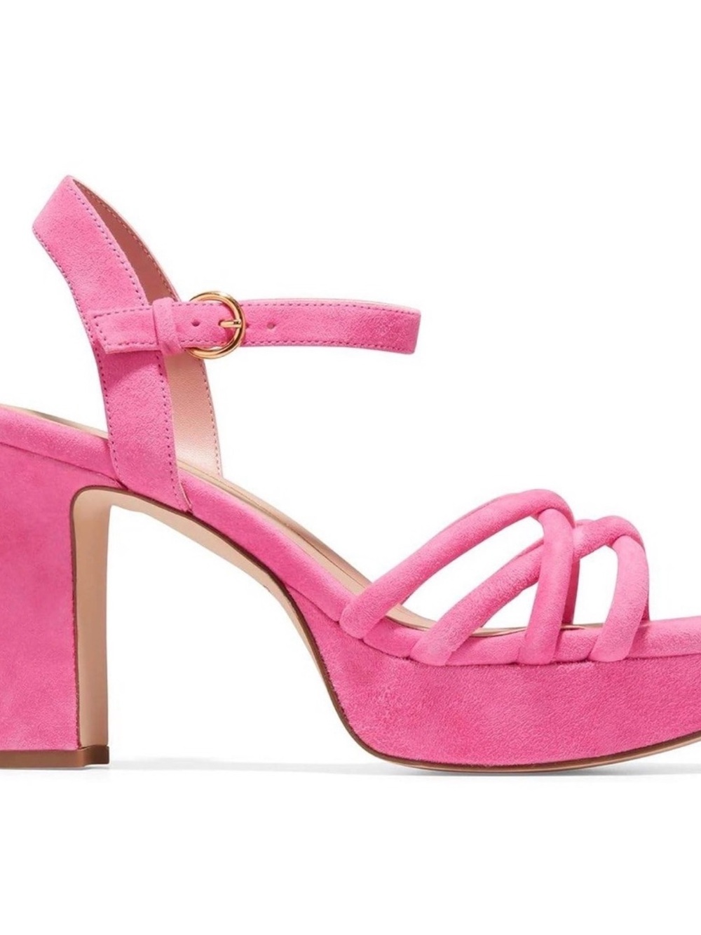 Cole Haan Pink Suede Strappy Platform Block Heel Sandals